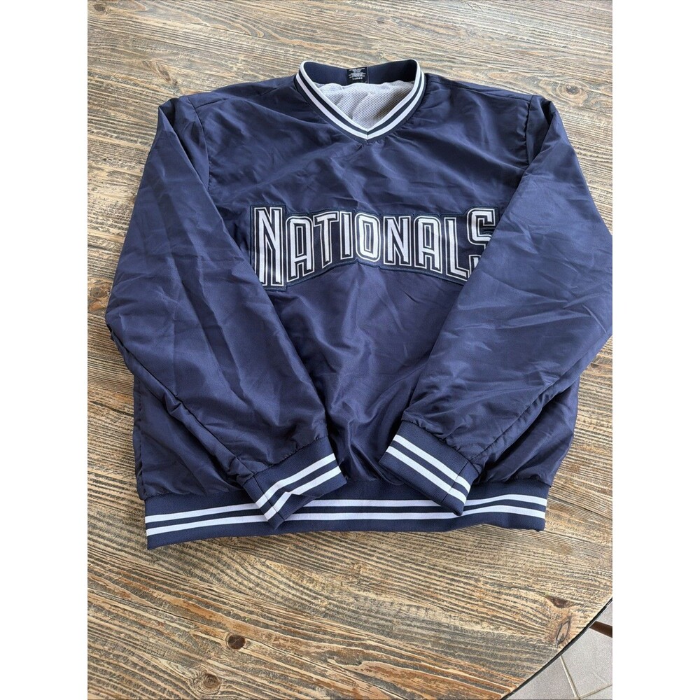 Nats Nationals Navy Blue And White Windbreaker Pullover Jacket Unisex Adult M